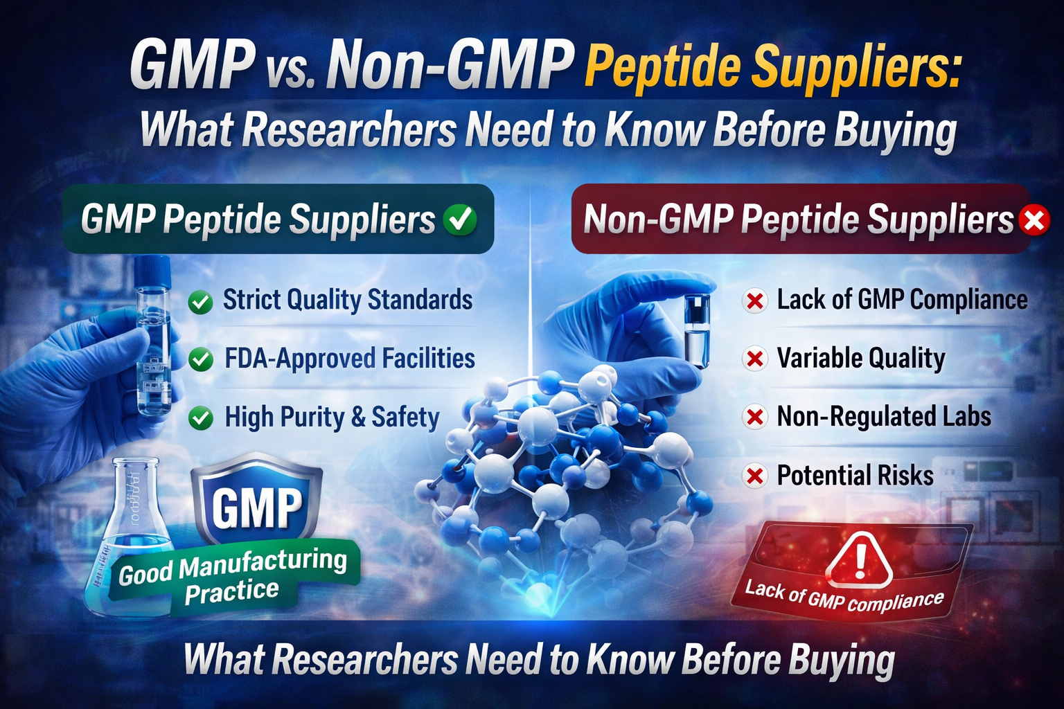 GMP And Non-GMP Peptide Suppliers: What Researchers Need to Know Before Buying